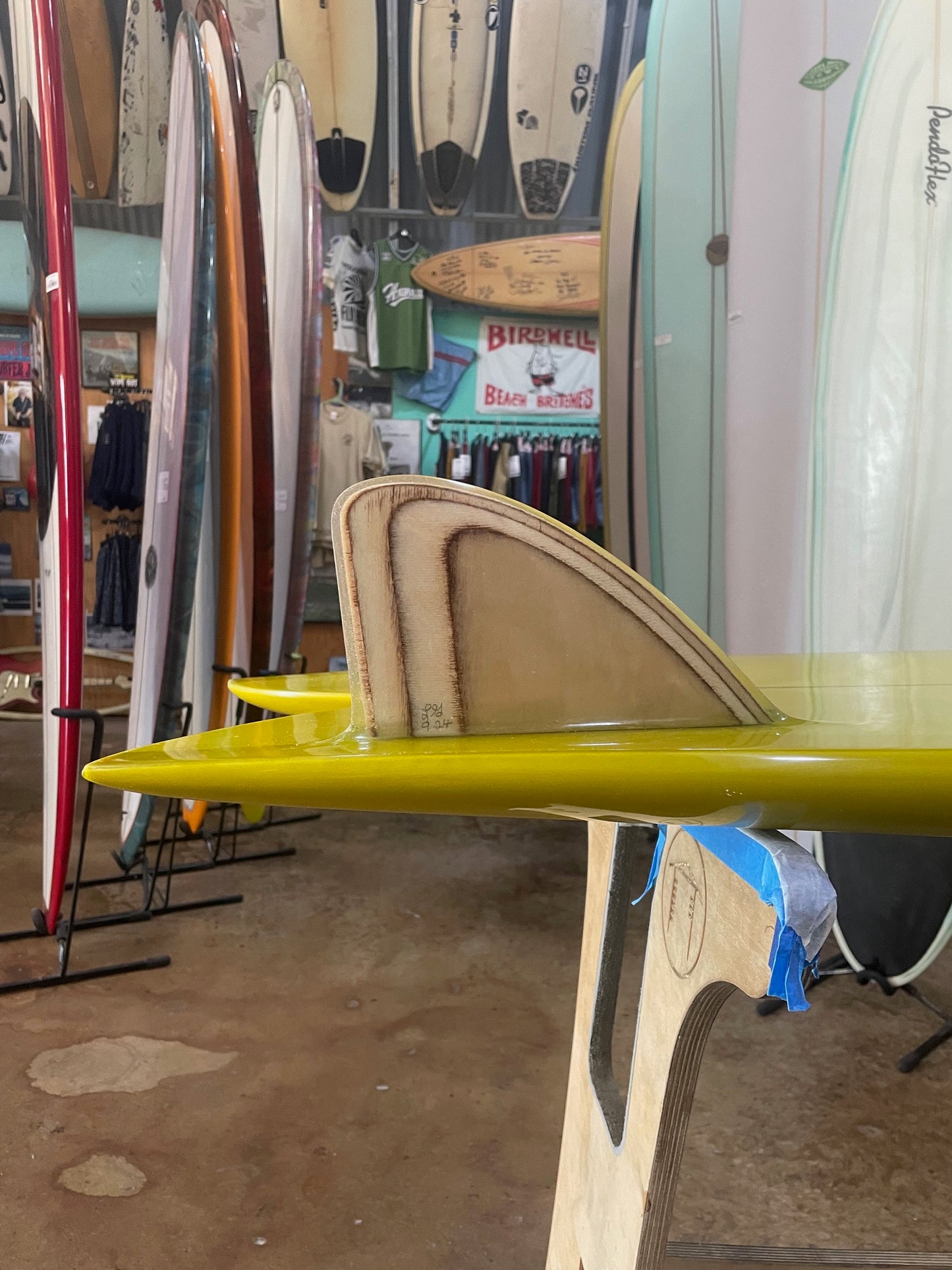 Steve Lis Designs Fish - 5’8 Mustard Yellow Resin Tint Gloss & Polish