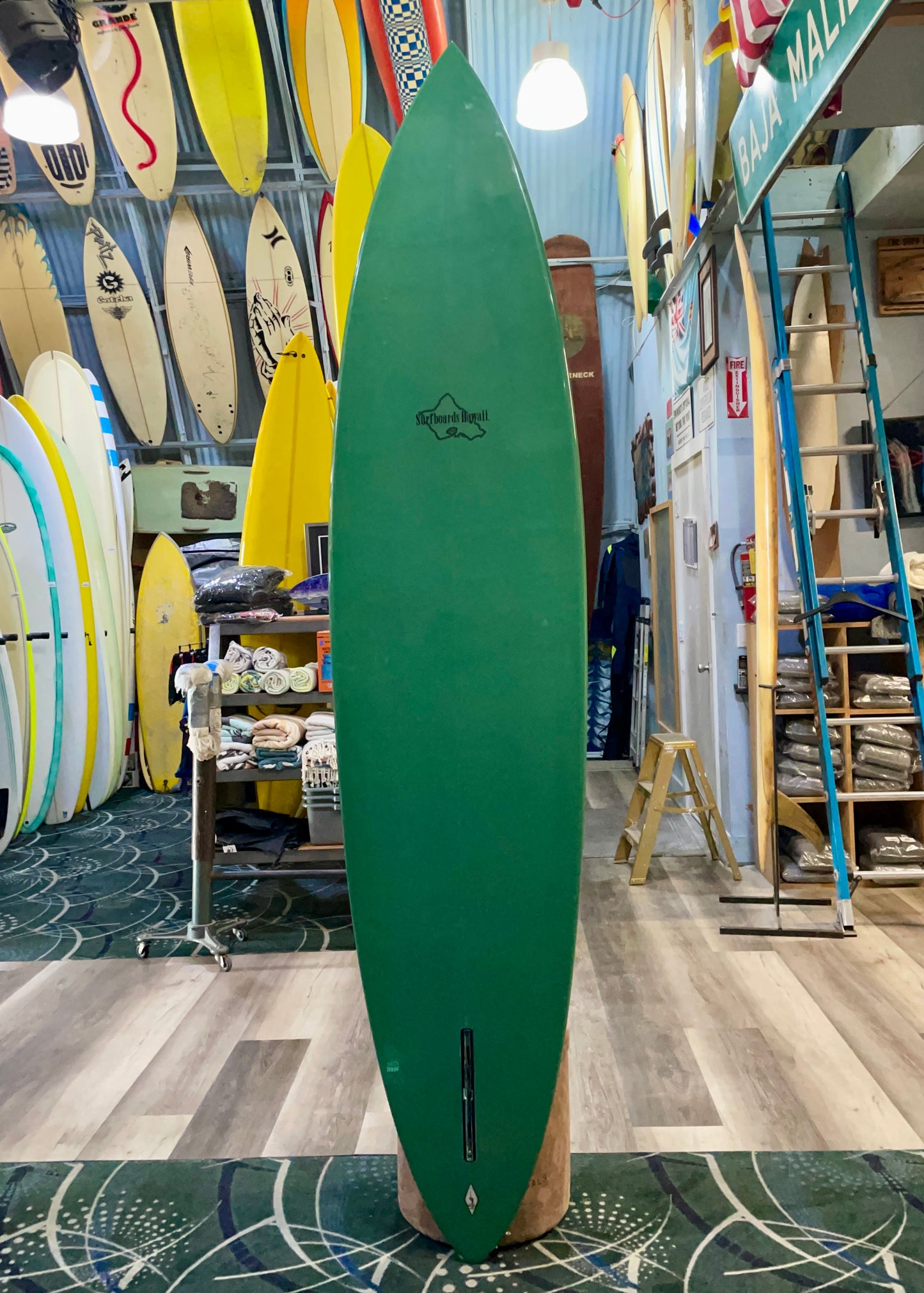 8'5 SURFBOARDS HAWAI - SINGLE FIN - PIN - GREEN BOTTOM