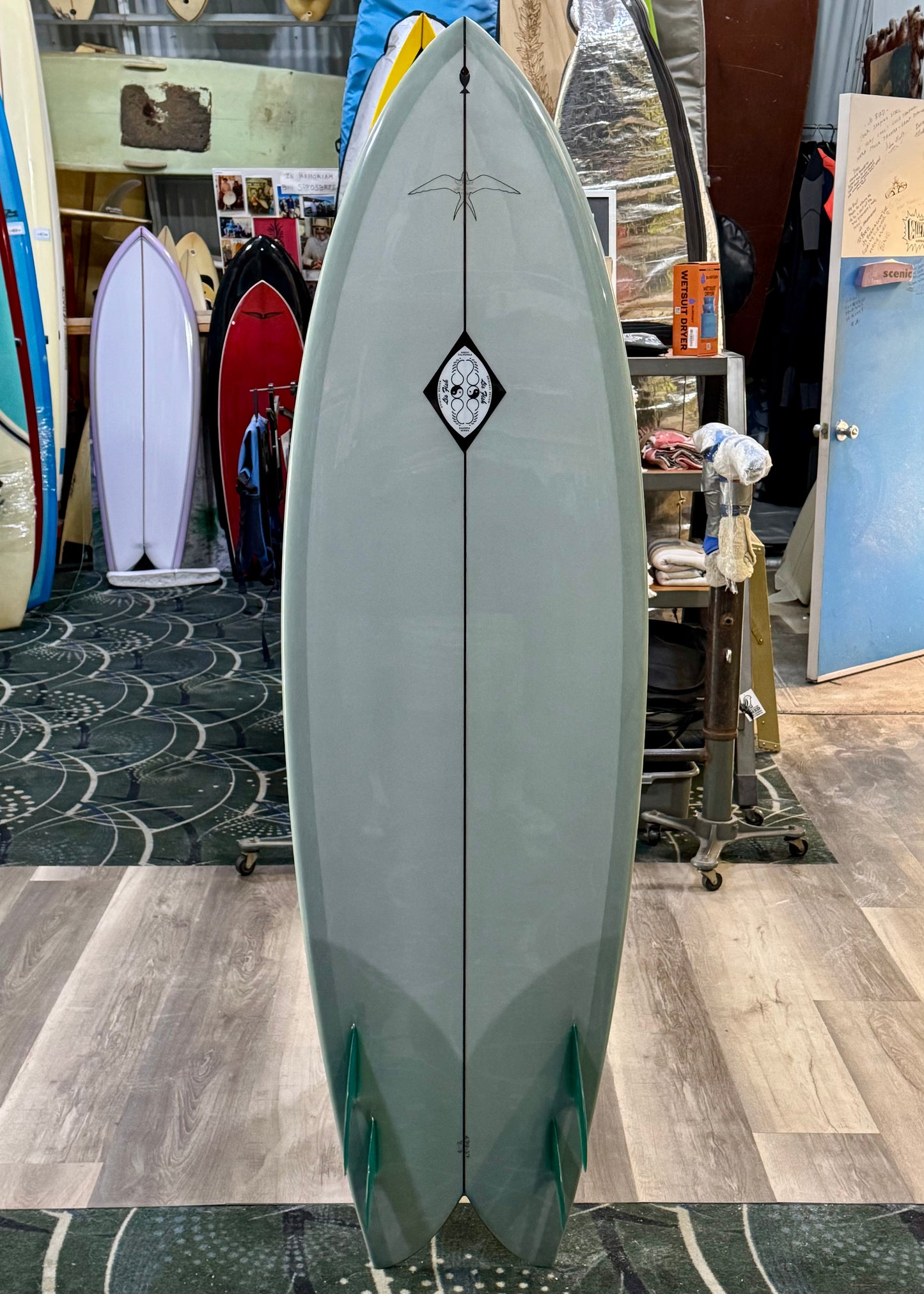 Steve Lis Designs Quad Fish - 6'2" Misty Sage Resin Tint Gloss & Polish