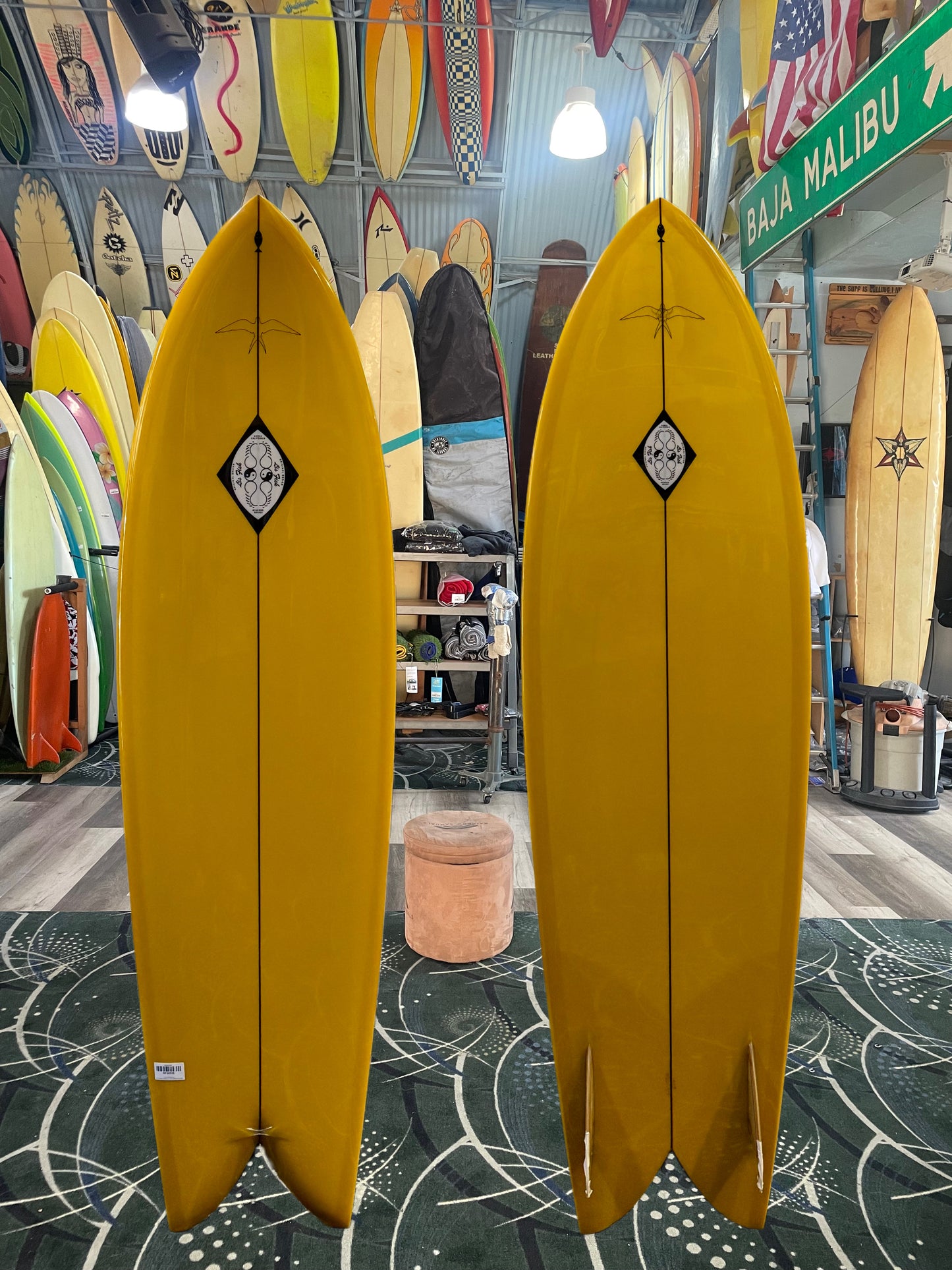 Steve Lis Designs Fish - 6'4 Amber Yellow Resin Tint Gloss & Polish