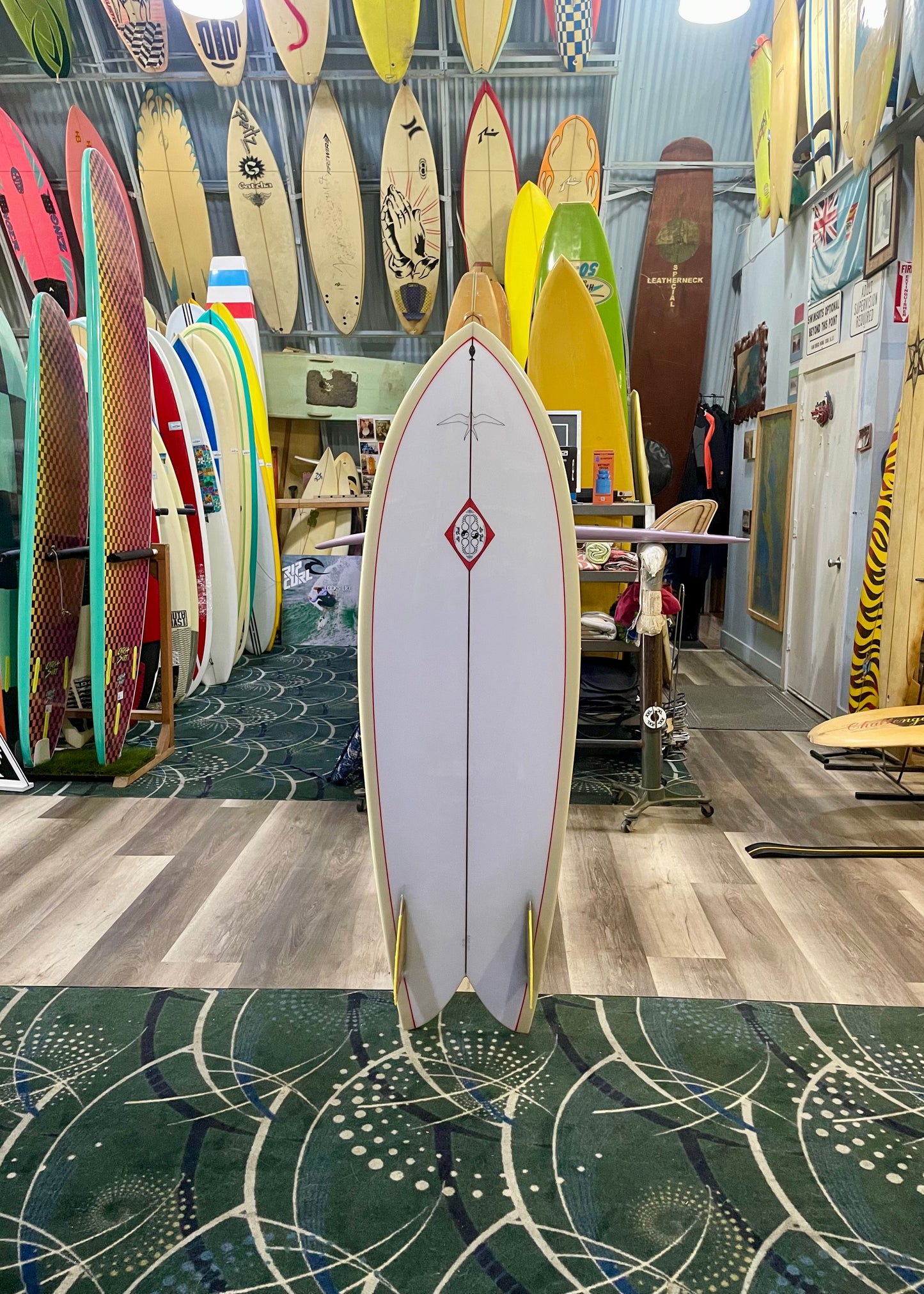 Steve Lis Designs Fish - 5'8 Cream Opaque Tint Deck on Clear Bottom / Gloss & Polish