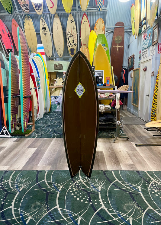 Steve Lis Designs Fish - 5'10 Padres Color Tint with Larry Crow Double Pinlines / Gloss & Polish
