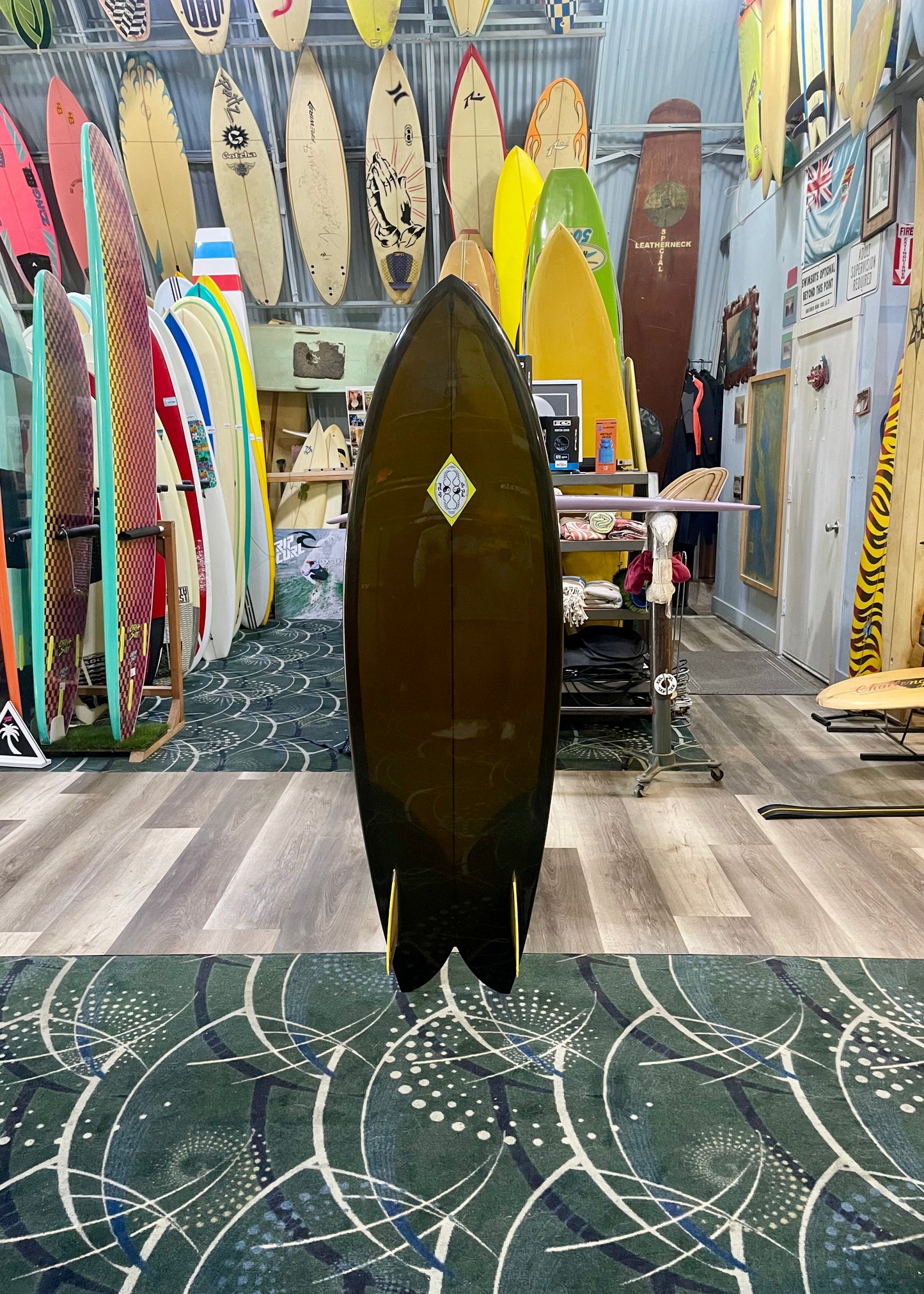 Steve Lis Designs Fish - 5'10 Padres Color Tint with Larry Crow Double Pinlines / Gloss & Polish