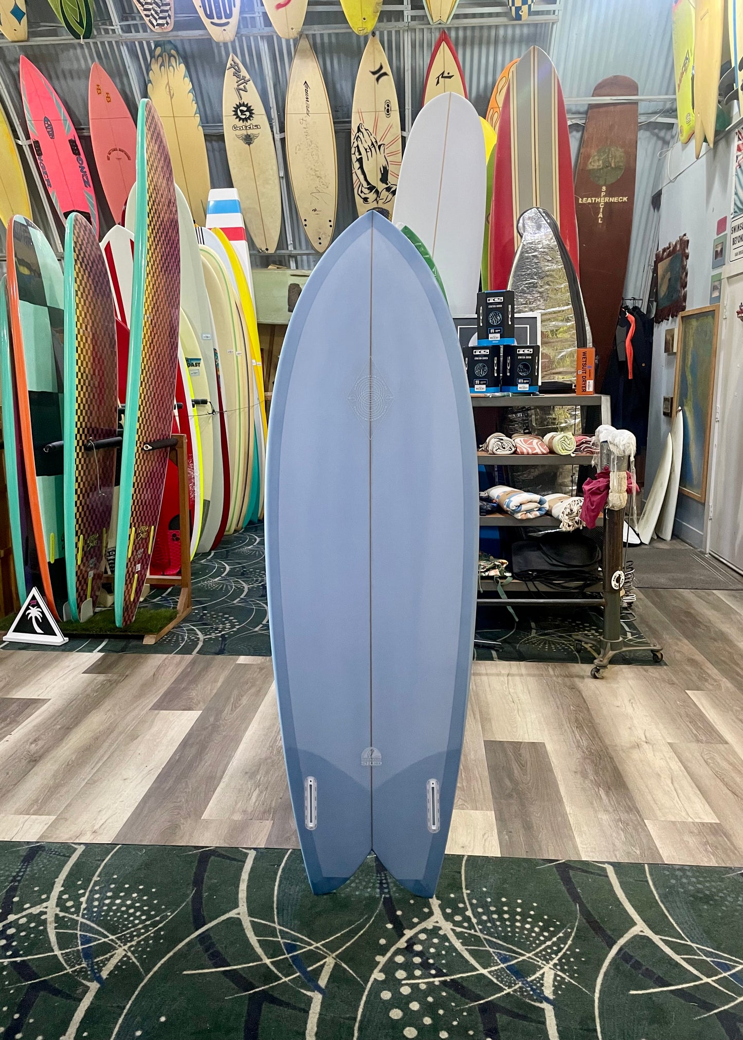 5'10 ELLINGTON FISH W/BOXES - POWER BLUE TINT SANDED GLOSS