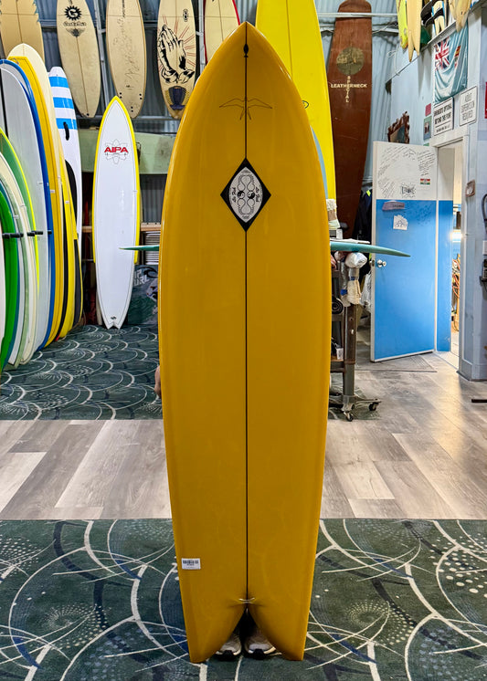 Steve Lis Designs Fish - 6'4 Amber Yellow Resin Tint Gloss & Polish