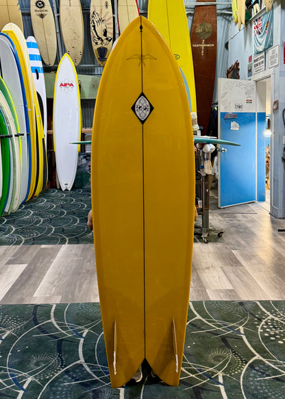 Steve Lis Designs Fish - 6'4 Amber Yellow Resin Tint Gloss & Polish