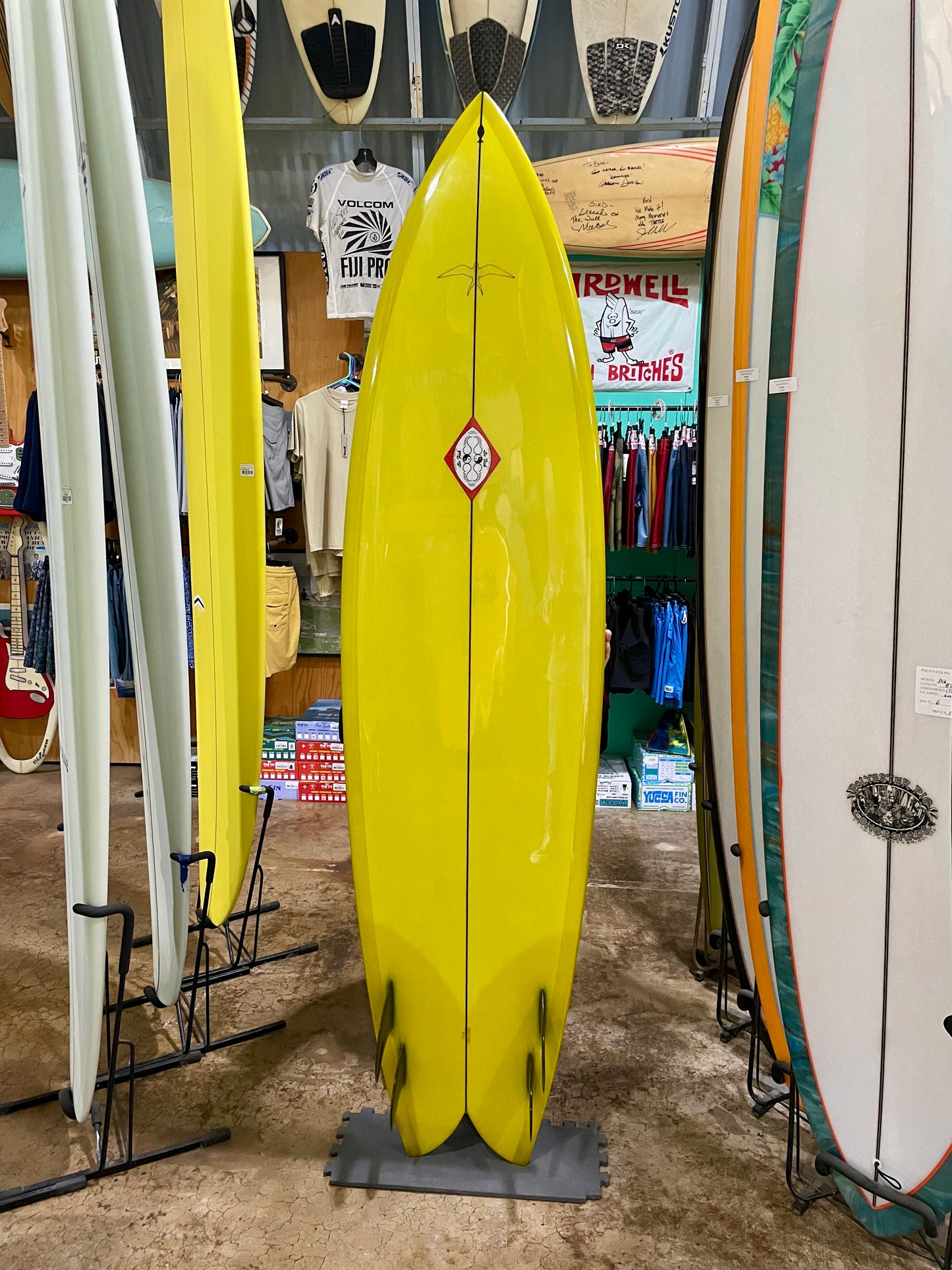 Steve Lis Designs Quad Fish - 7'6 Golden Resin Tint Gloss & Polish Steve Lis Designs Quad Fish - 7'6 Golden Resin Tint Gloss & Polish