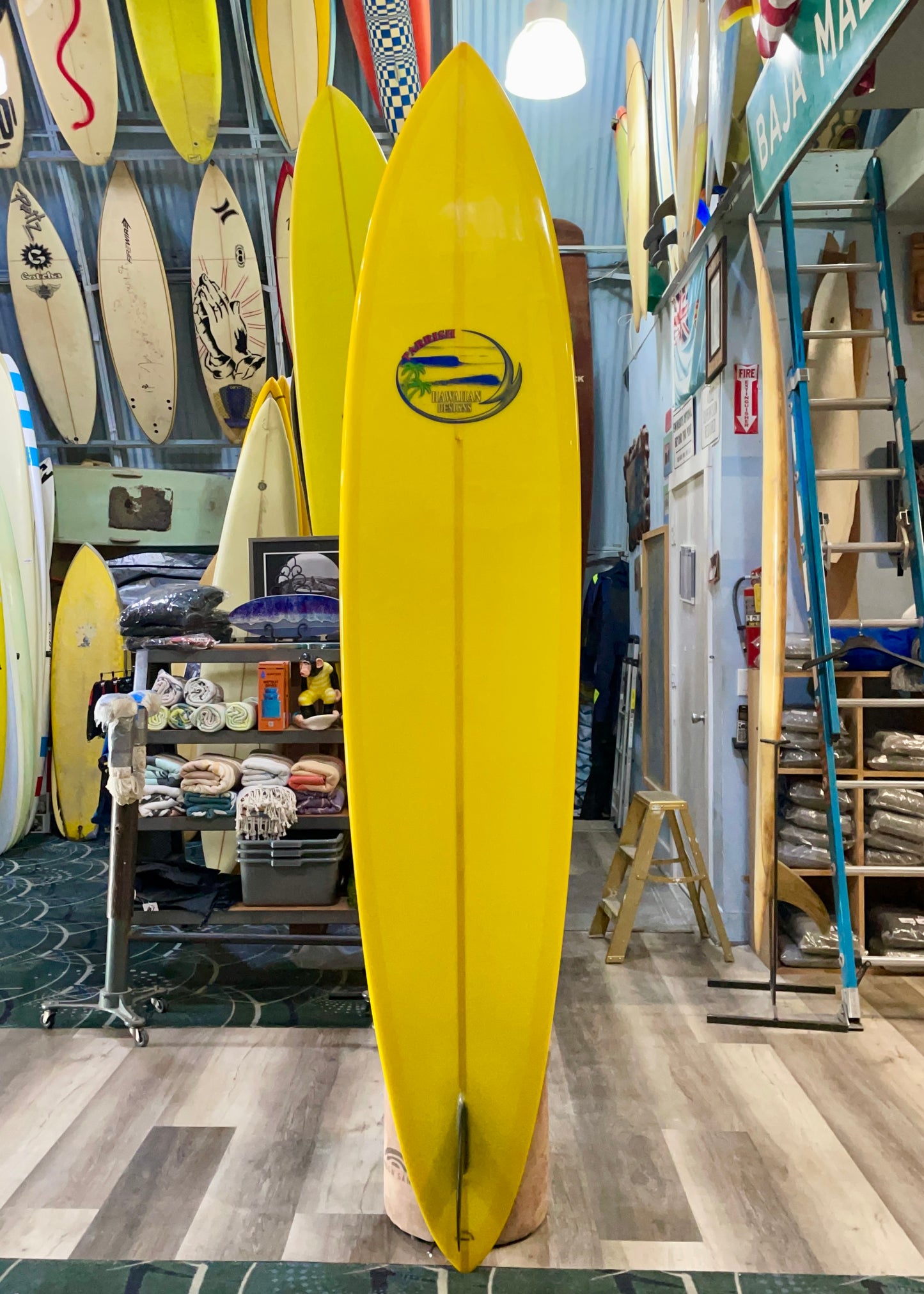 9'0 TOM PARRISH SINGLE FIN - PIN - YELLOW
