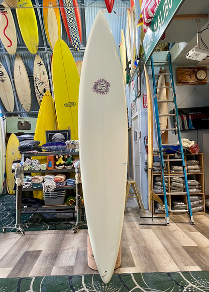 9'0 BREWER CHAPMAN SINGLE FIN - PIN - WHITE