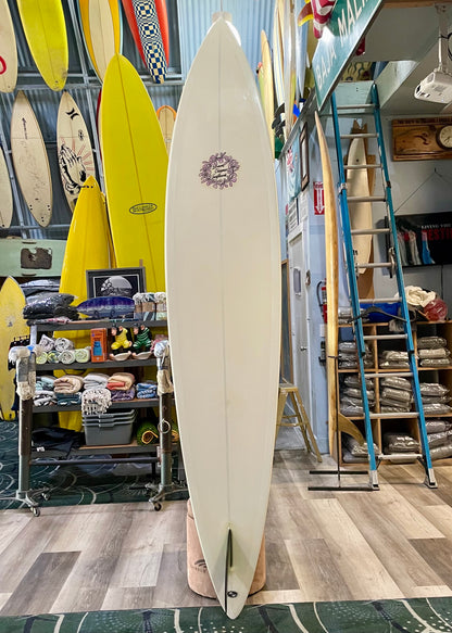 9'0 BREWER CHAPMAN SINGLE FIN - PIN - WHITE