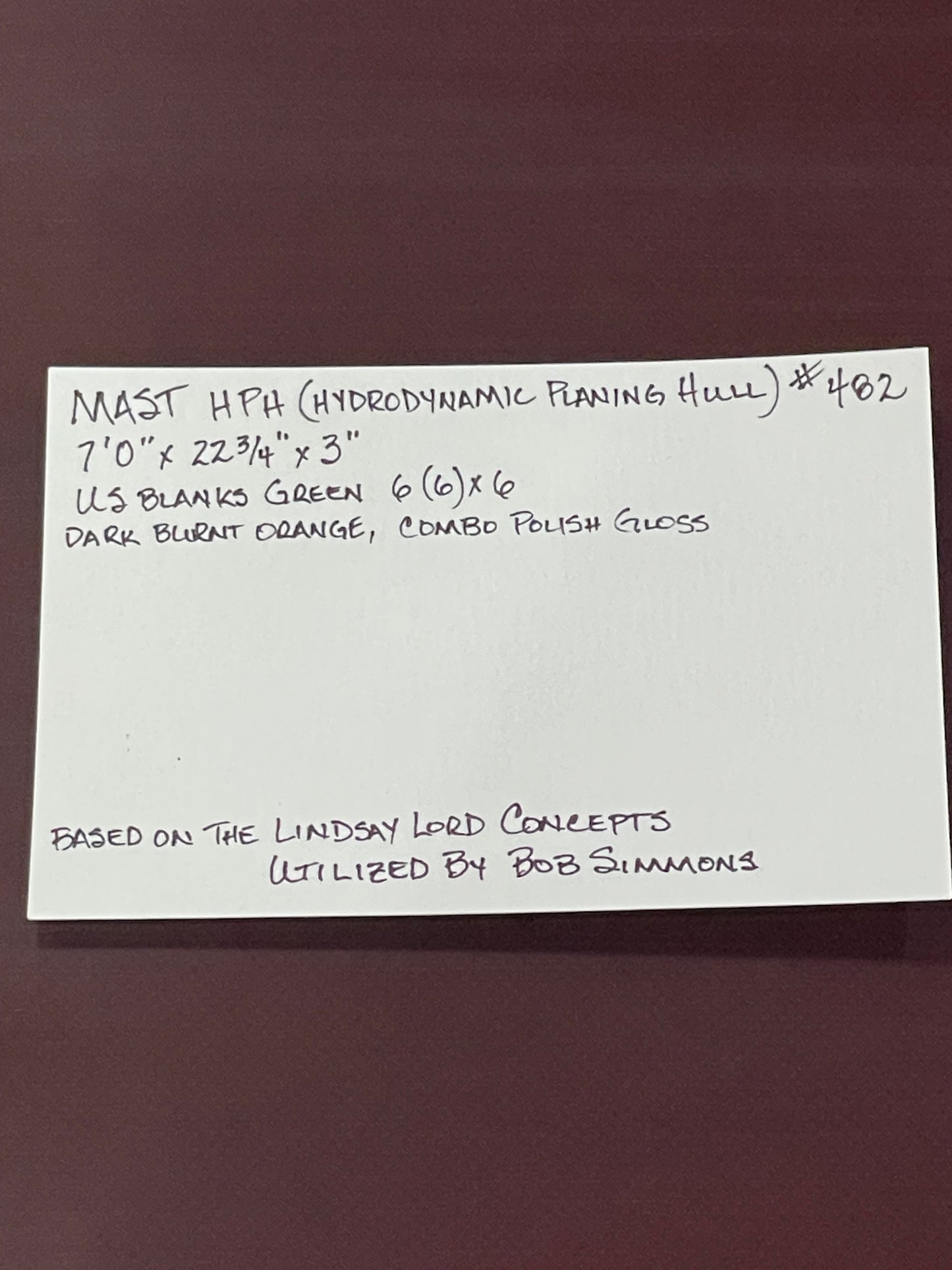 7'0 STEVE MAST HPD MID SIMMONS - DARK BURNT ORANGE (COMBO POLISH GLOSS)